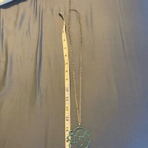 Blue metal flower statement necklace piece